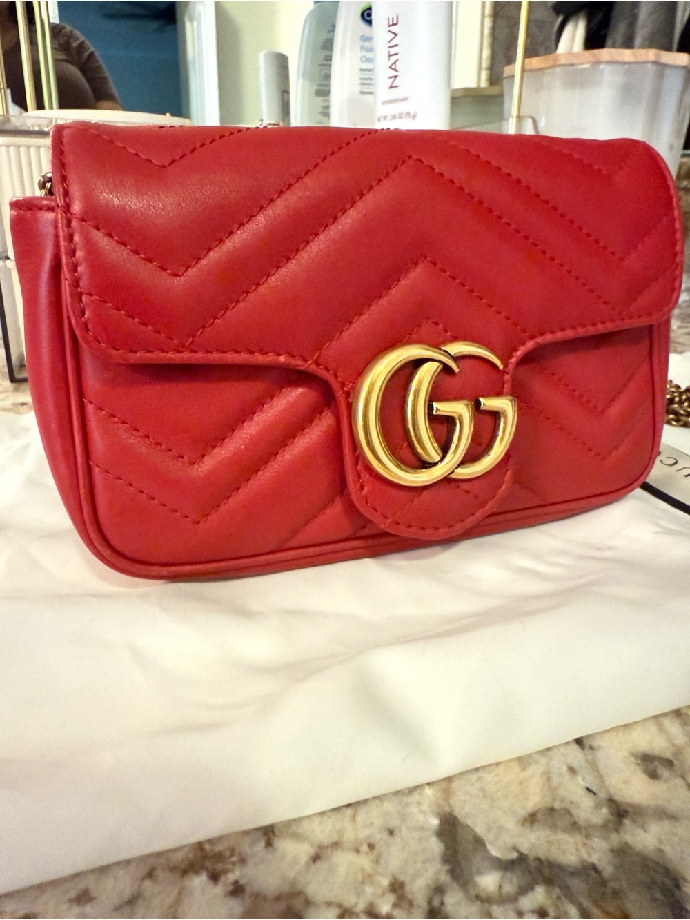 Gucci Red GG Marmont Mini Shoulder Bag